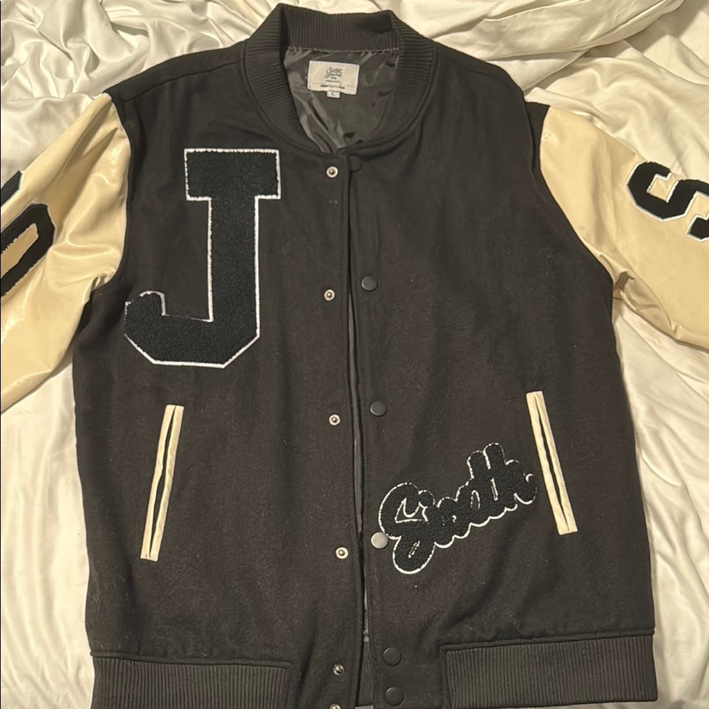 Black and Cream Varsity Jacket